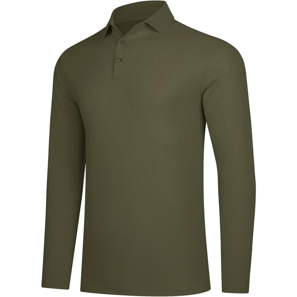 New Mens 2 XL Long Sleeve Polo Golf Athletic Shirt - Dark Green
